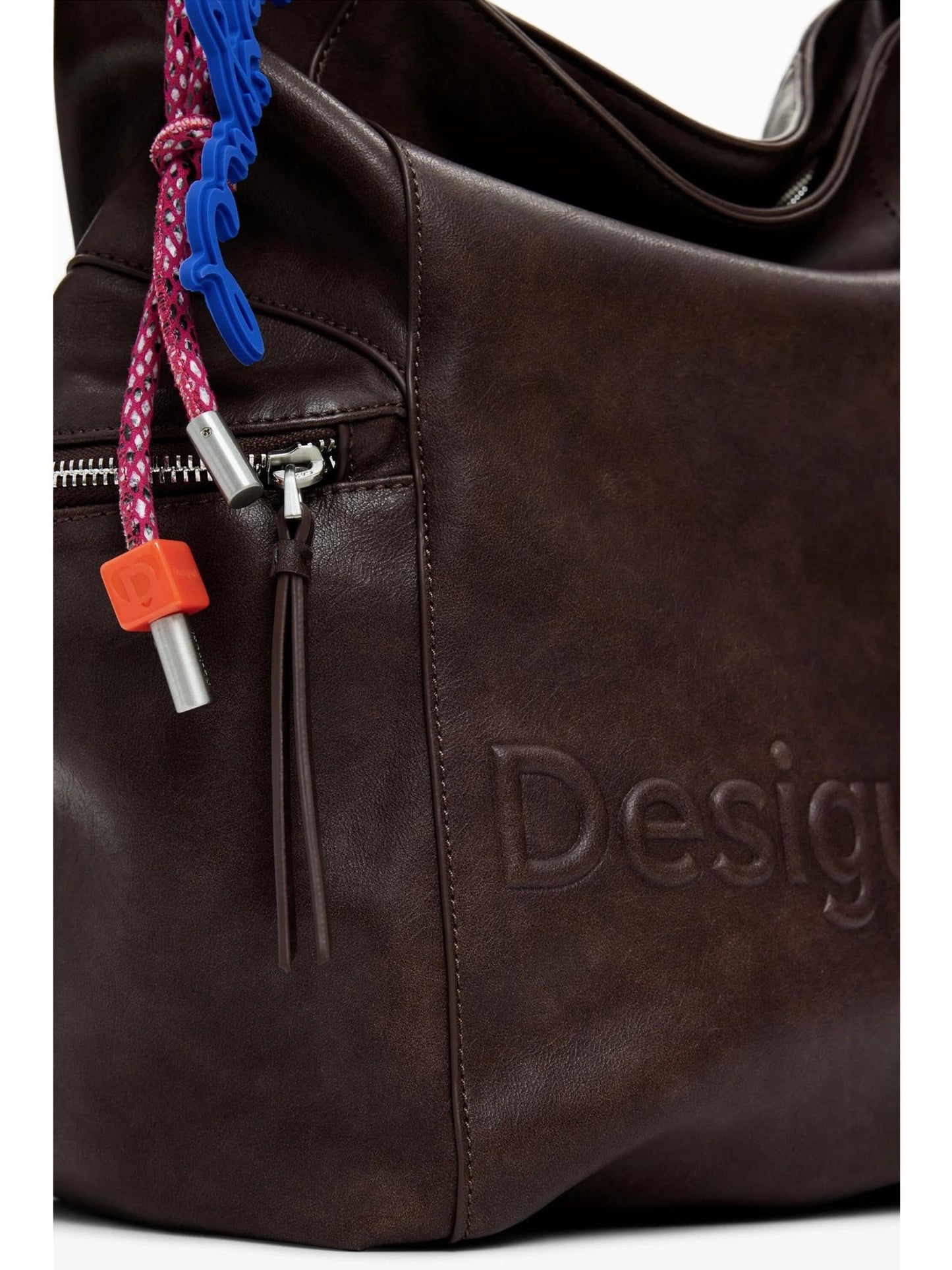 Desigual Zaino effetto camoscio con logo grande Donna Marrone