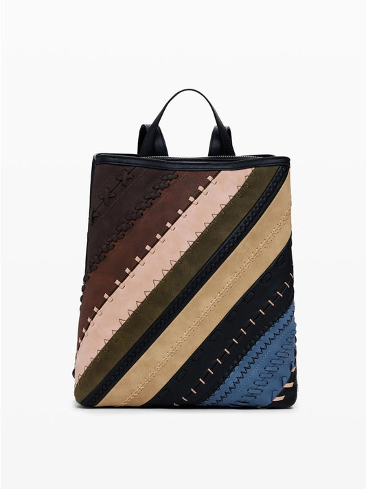 Desigual Zaino effetto pelle cuciture media Donna Marrone