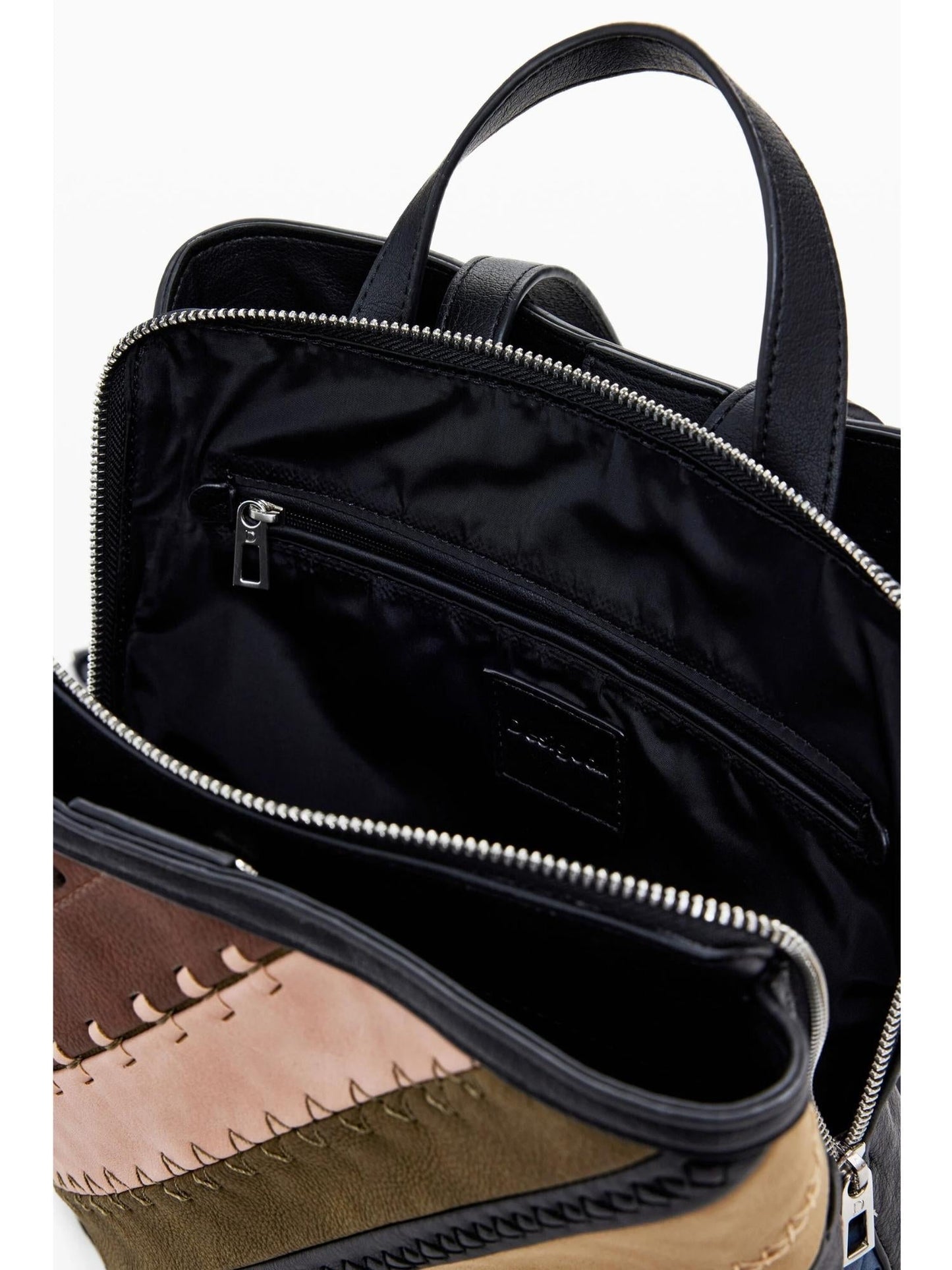 Desigual Zaino effetto pelle cuciture media Donna Marrone