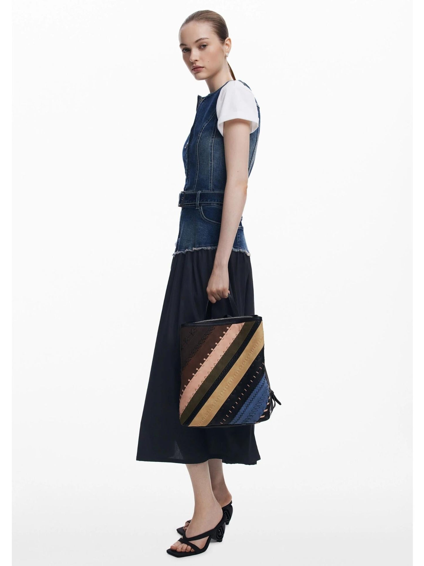 Desigual Zaino effetto pelle cuciture media Donna Marrone