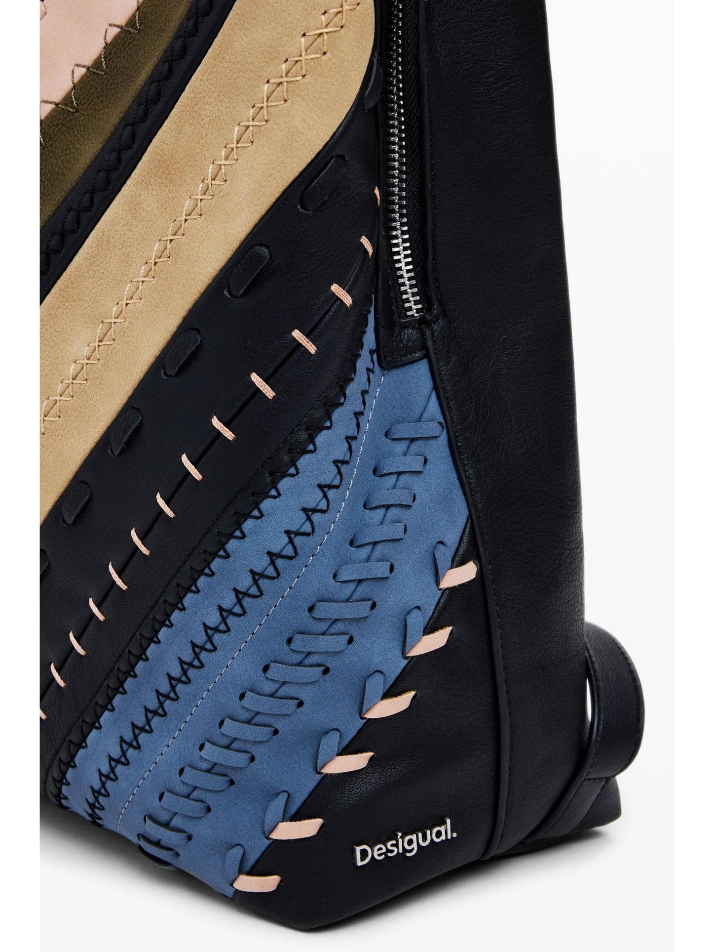 Desigual Zaino effetto pelle cuciture media Donna Marrone