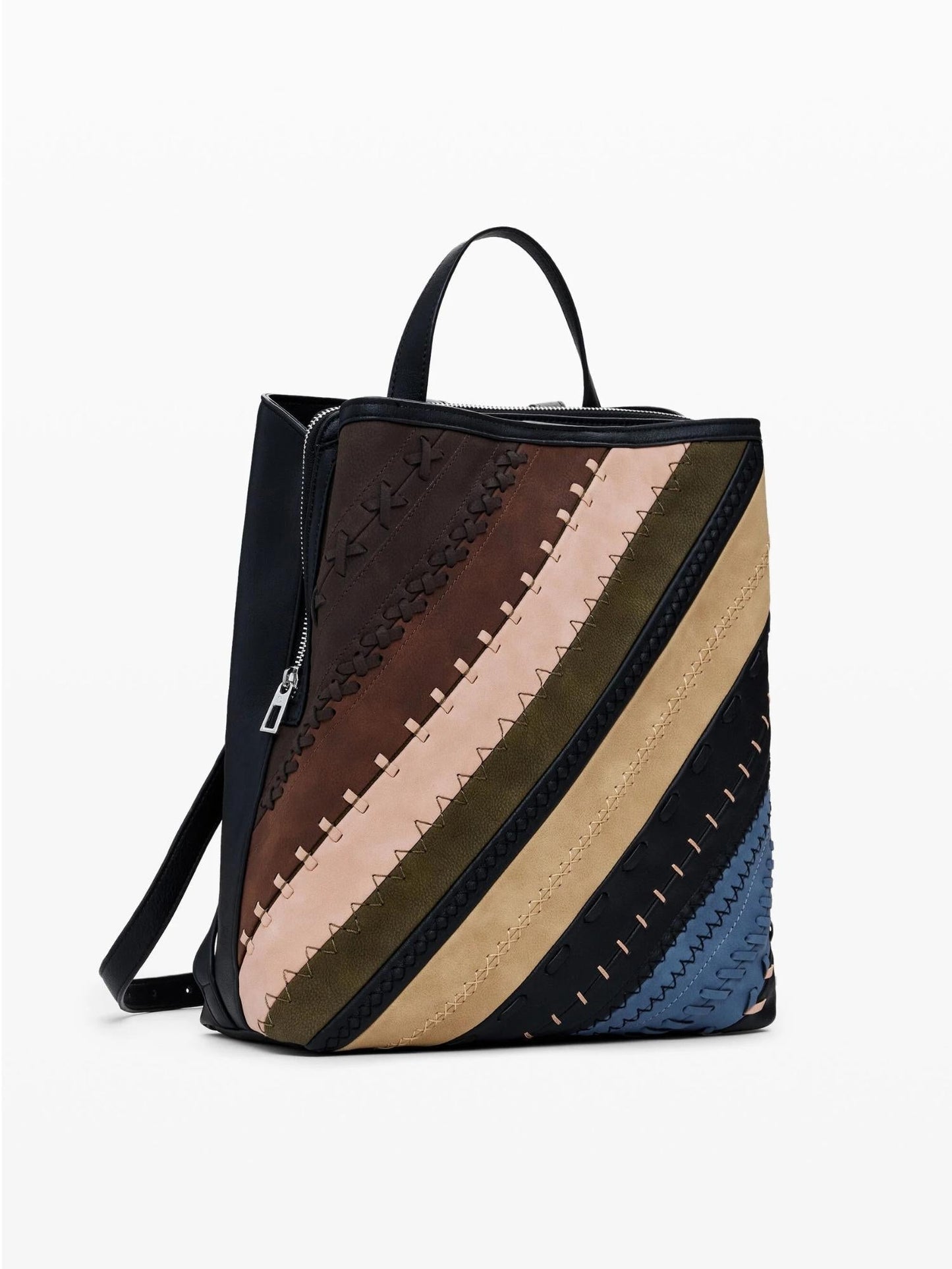 Desigual Zaino effetto pelle cuciture media Donna Marrone