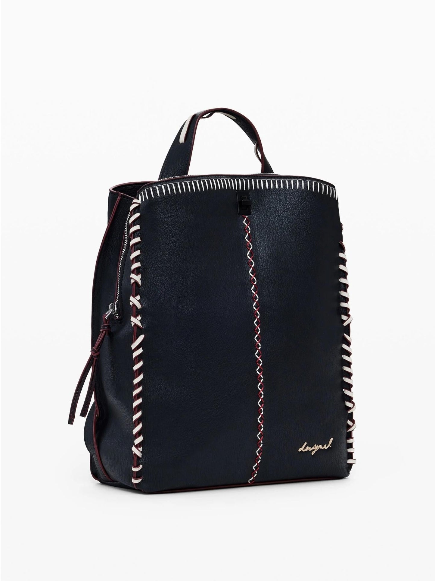 Desigual Zaino grande effetto pelle con impunture Donna Nero