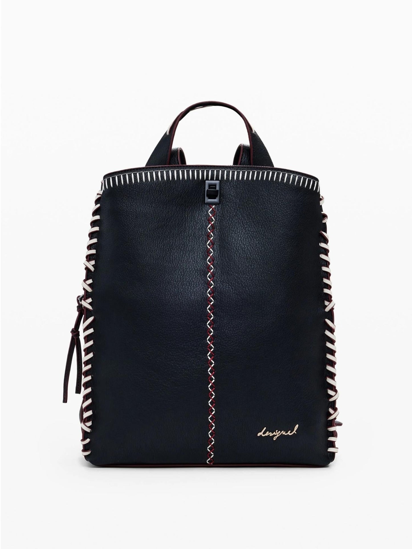 Desigual Zaino grande effetto pelle con impunture Donna Nero