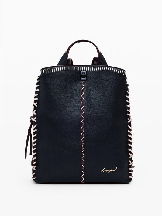 Desigual Zaino grande effetto pelle con impunture Donna Nero