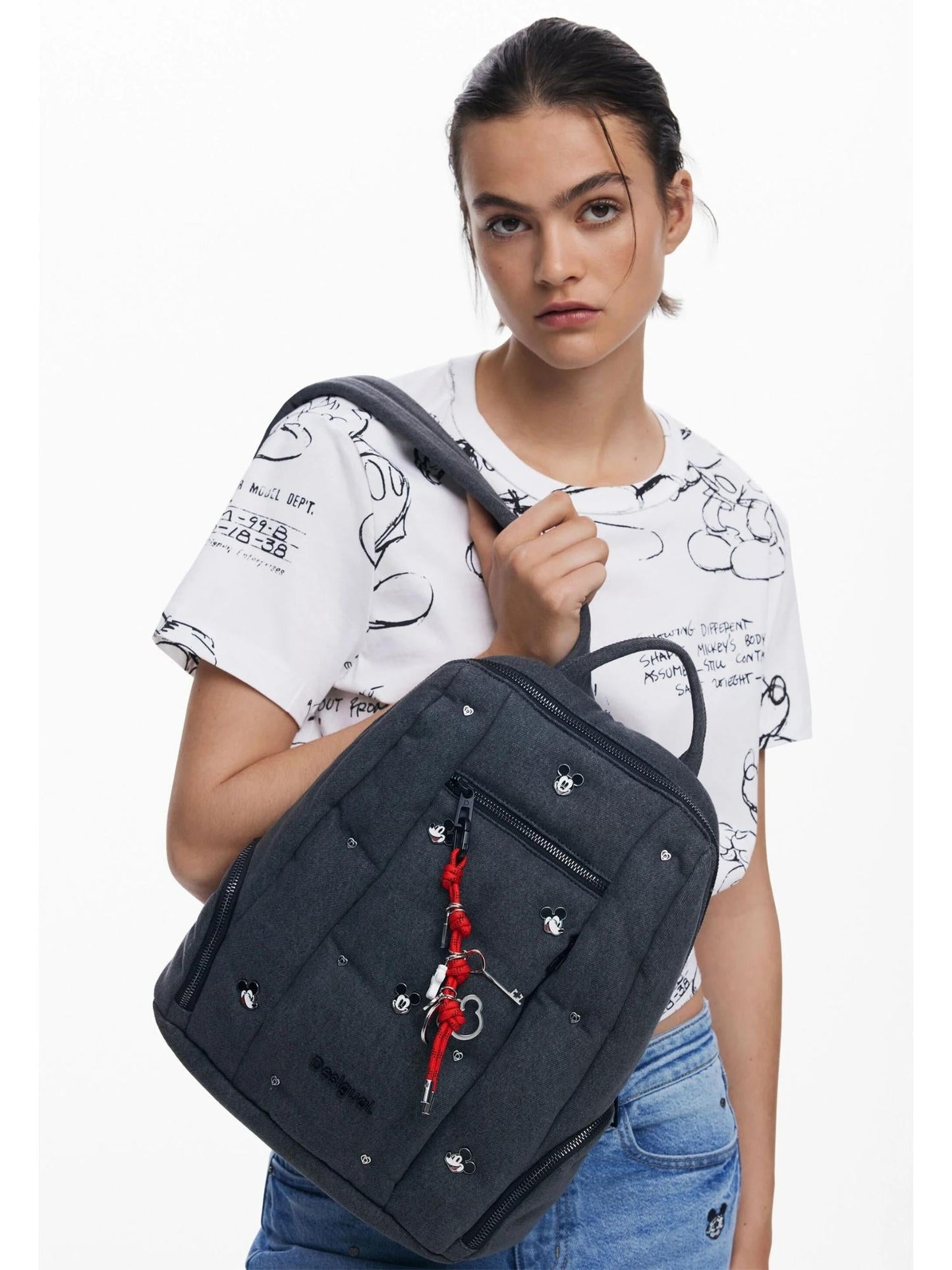 Desigual Zaino in denim Mickey medio Donna Nero