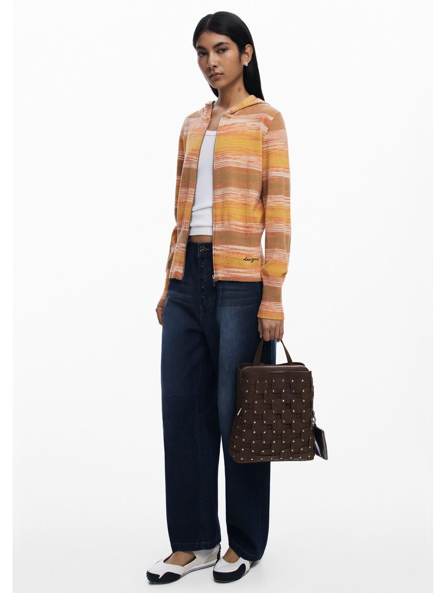 Desigual Zaino medio effetto pelle con patch Donna Marrone