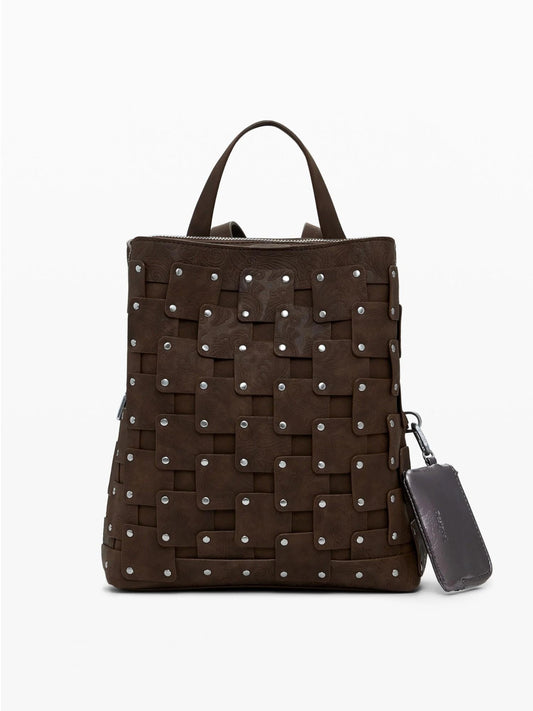 Desigual Zaino medio effetto pelle con patch Donna Marrone