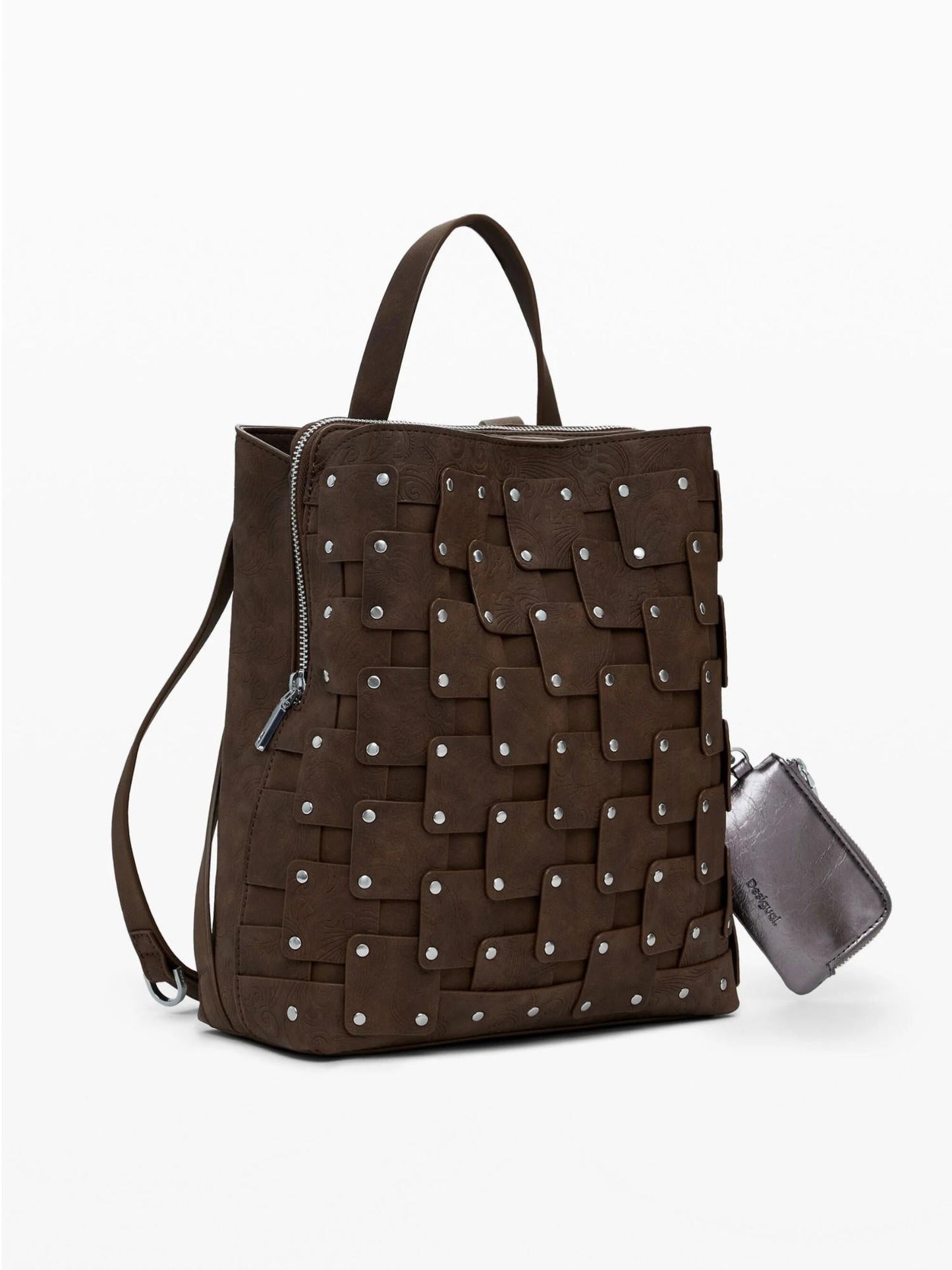 Desigual Zaino medio effetto pelle con patch Donna Marrone