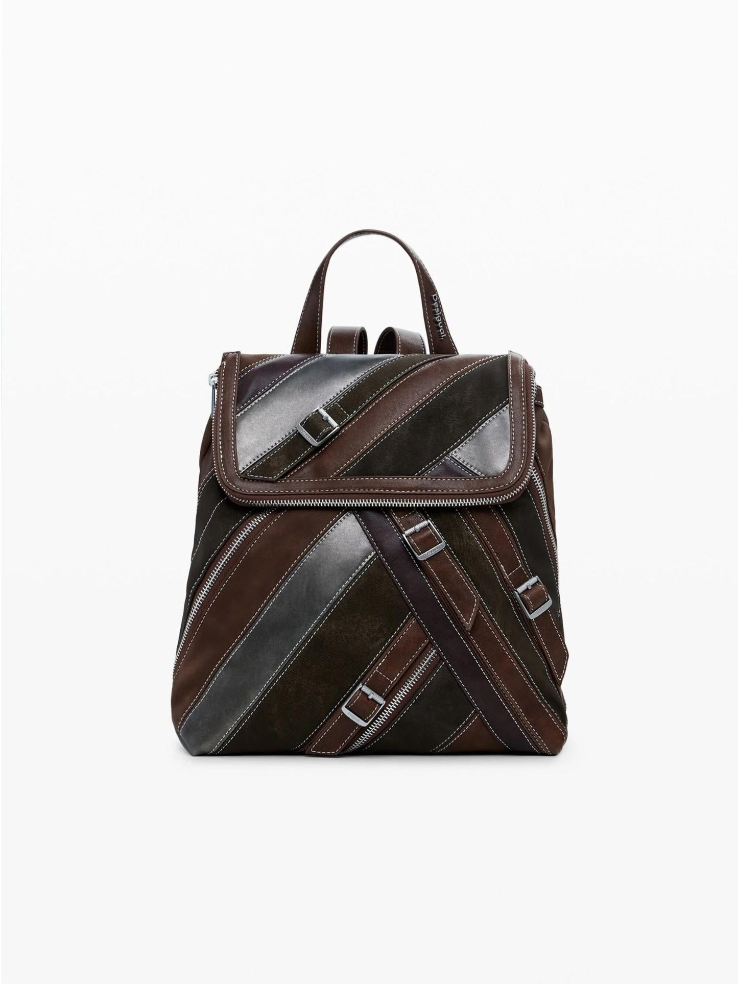 Desigual Zaino piccolo con cinghie e cerniere Donna Marrone