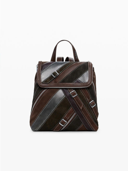 Desigual Zaino piccolo con cinghie e cerniere Donna Marrone