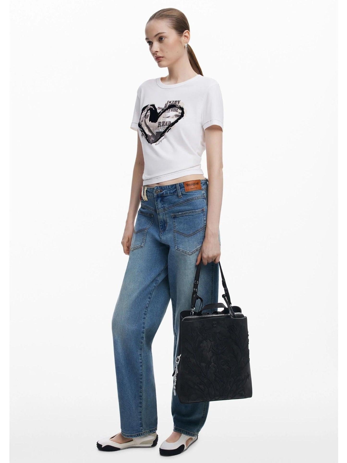 Desigual Zaino piccolo con fiori effetto 3D Donna Nero