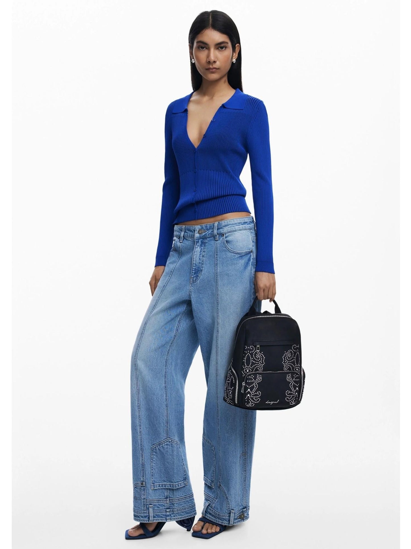 Desigual Zaino piccolo con tasche e borchie Donna Nero