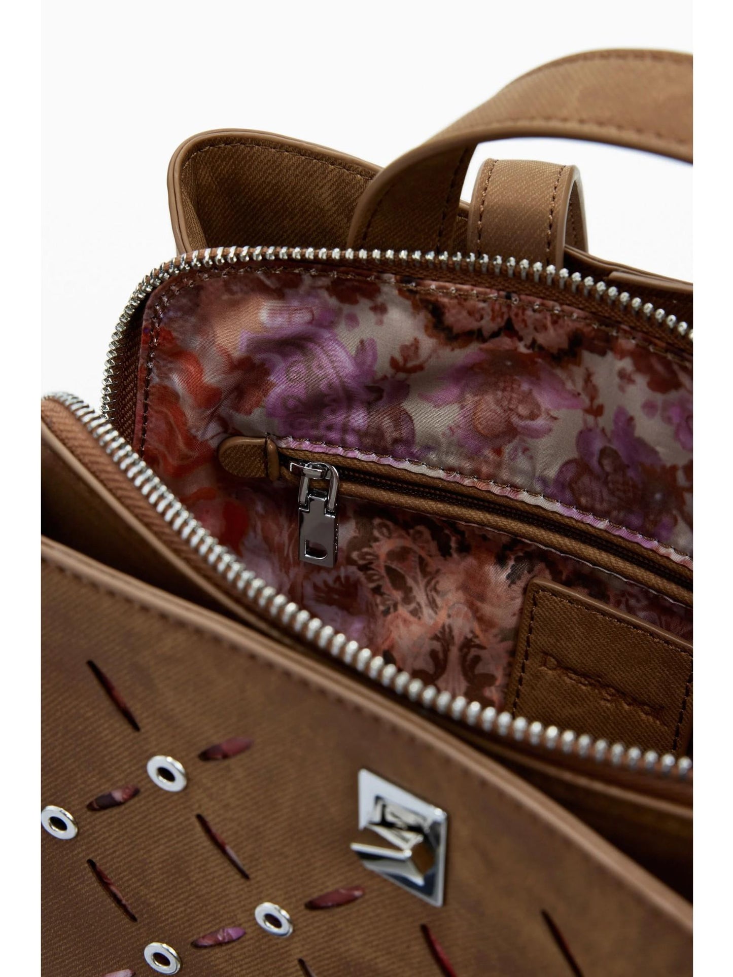 Desigual Zaino traforato con borchie piccolo Donna Marrone