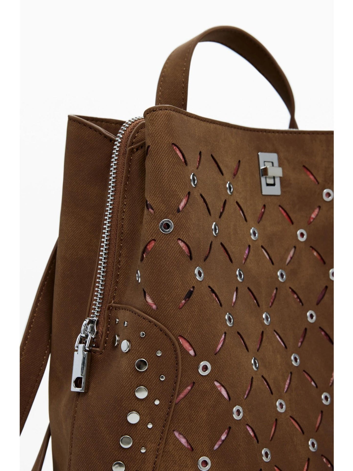 Desigual Zaino traforato con borchie piccolo Donna Marrone