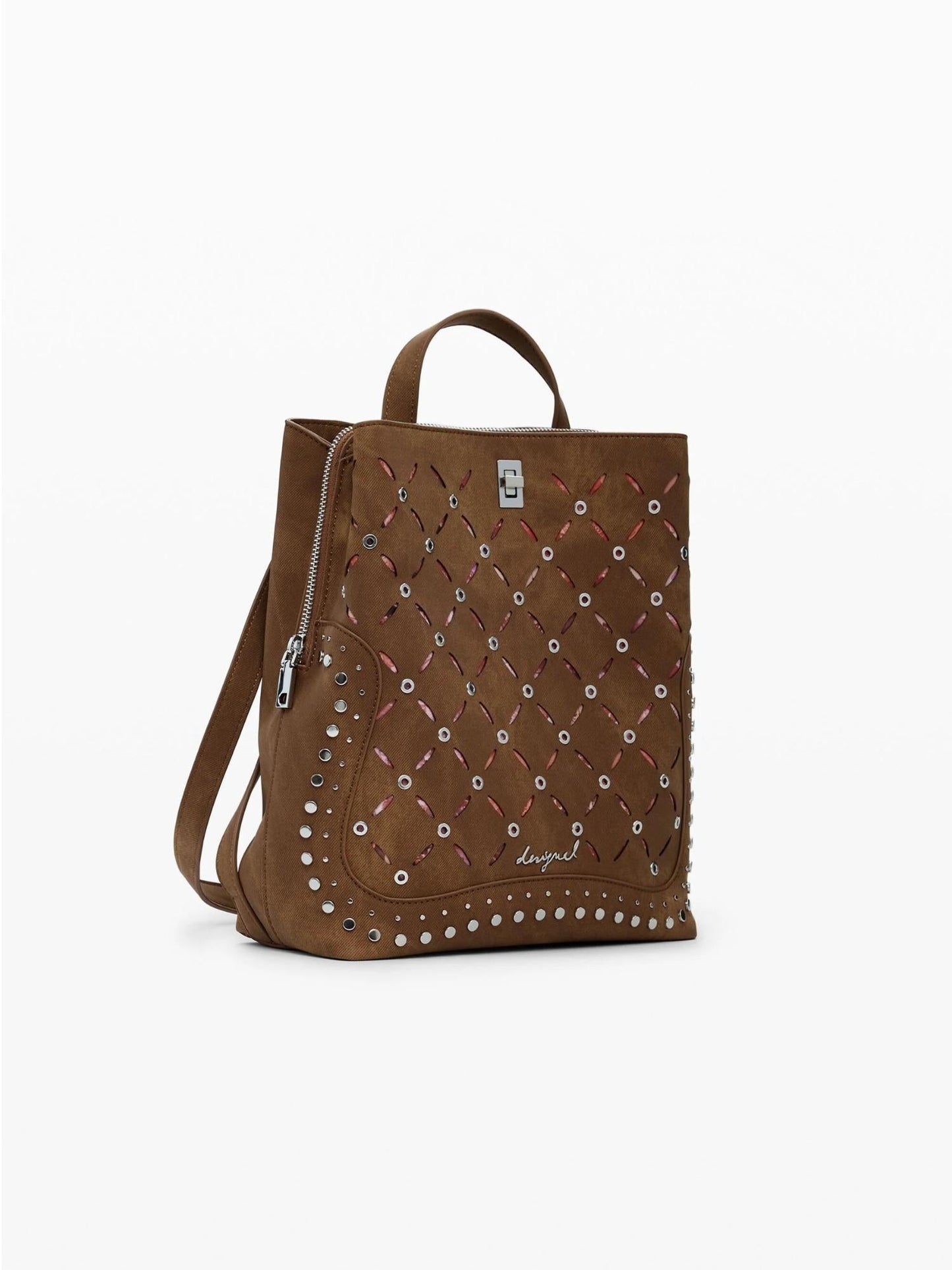 Desigual Zaino traforato con borchie piccolo Donna Marrone