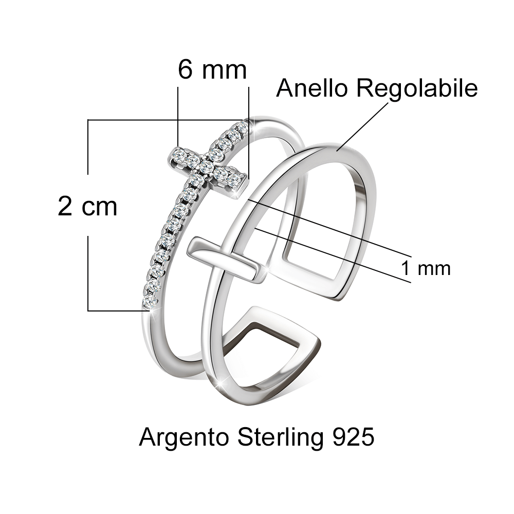 Anello da Donna in Argento Sterling 925 Per la donna della mia vita - Croce