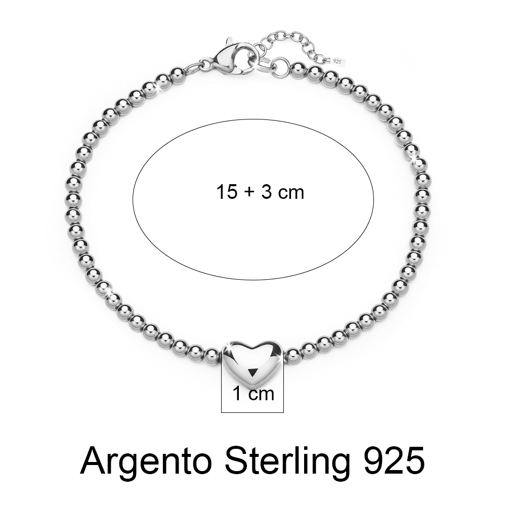 Bracciale Donna in Argento Sterling 925 - Con catena di cuori