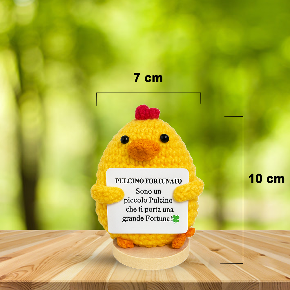 Peluche Crochet Con base in legno - Pulcino Fortunato