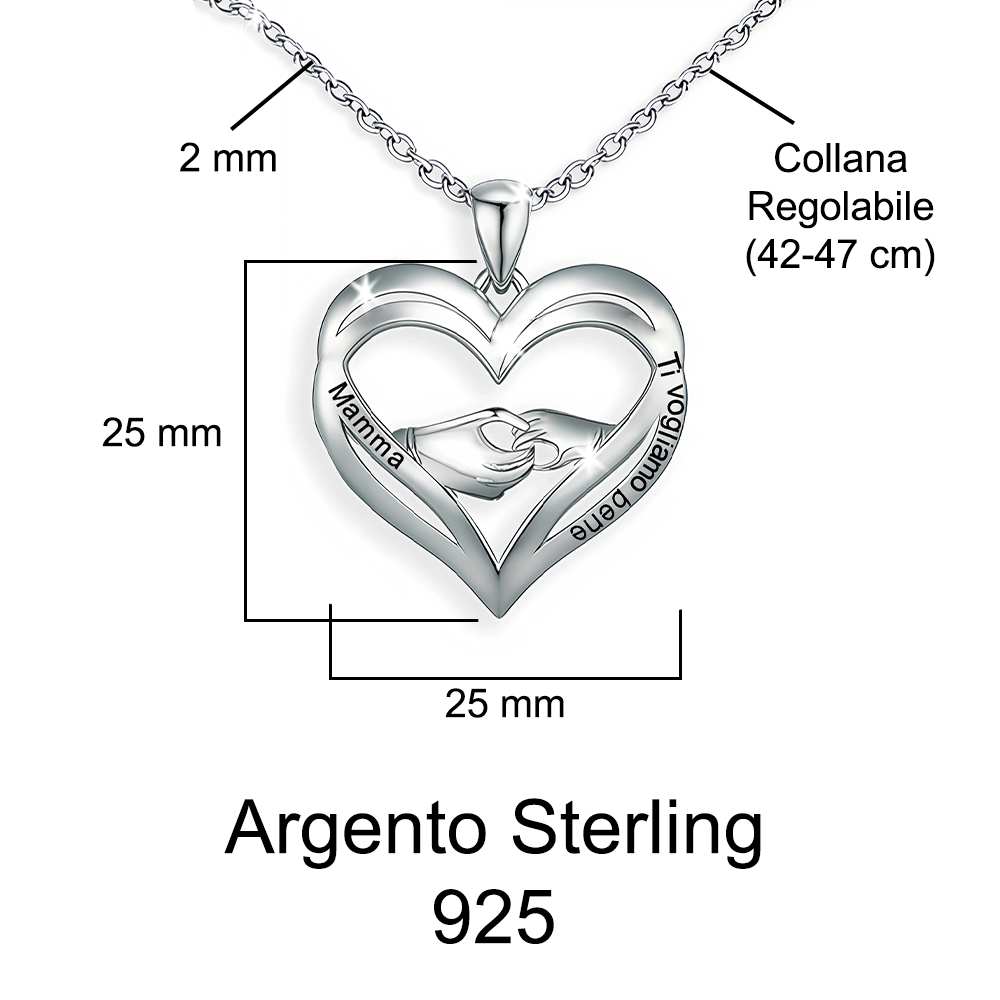 Collana da Donna in Argento Sterling 925 - Mamma, Ti vogliamo bene