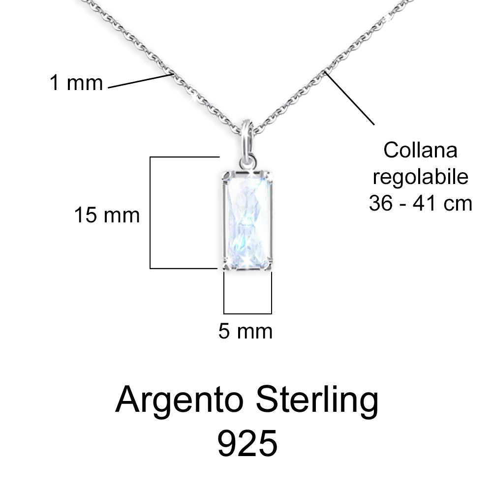 Collana Pietra di Luna Rettangolare in Argento Sterling 925 - A mia Nuora