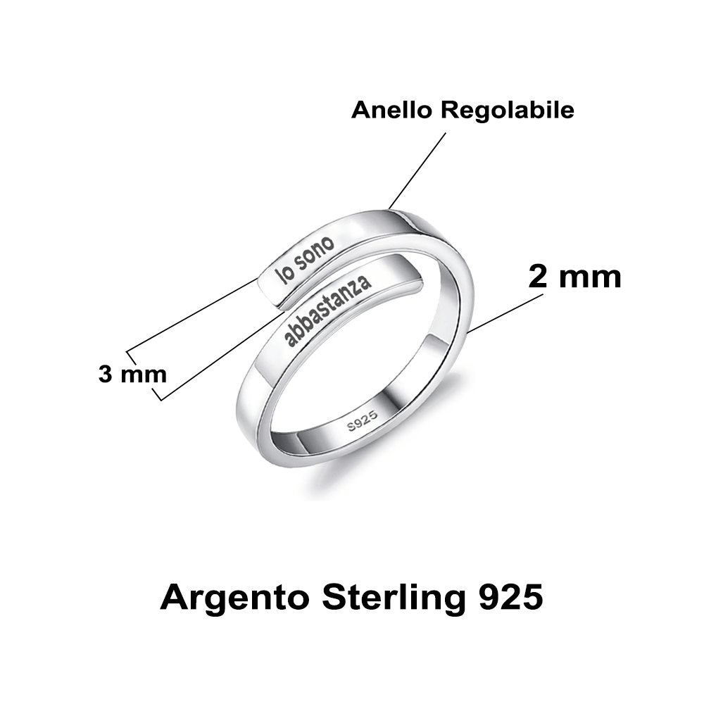 Anello da Donna in Argento Sterling 925 - Io Sono Abbastanza