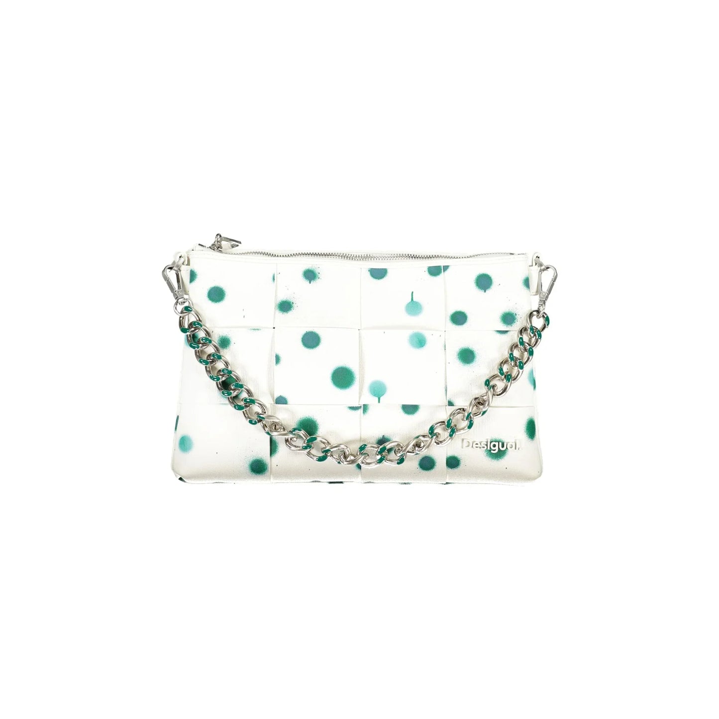 DESIGUAL Borsa Donna Bianco a Mano Pois con Tracolla e Catena