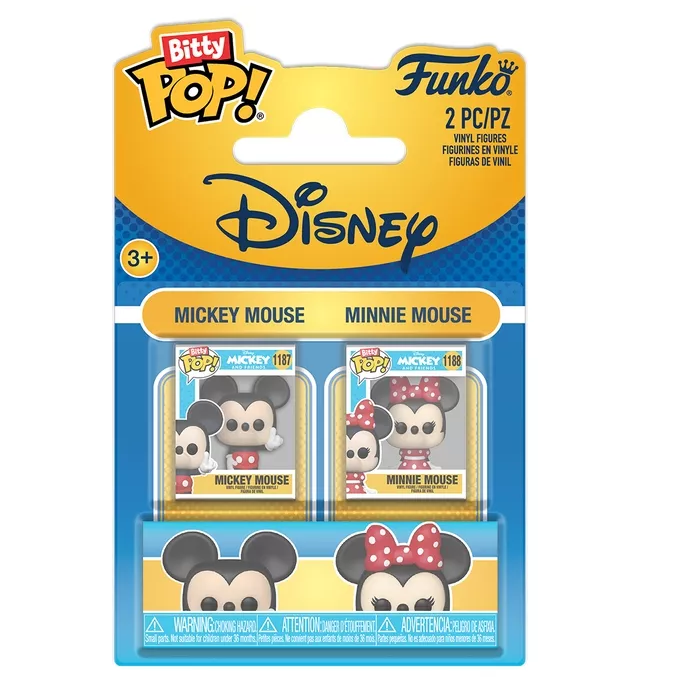 Funko Bitty Pop ! Disney - Mickey Mouse (1187) & Minnie Mouse (1188)