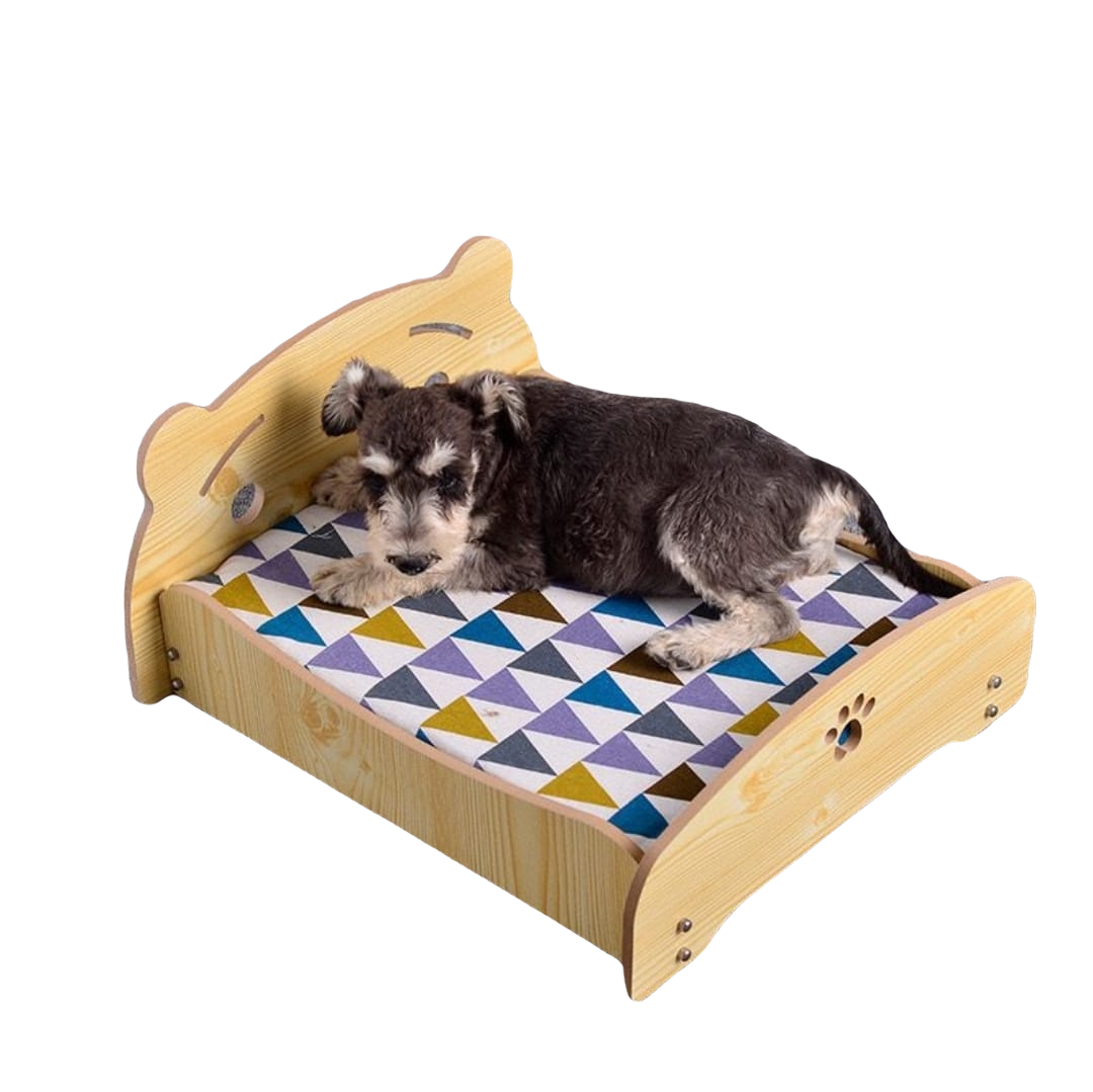 Letto Brandina Per Cani E Gatti In Legno Con Materasso 47 x 42 x 23