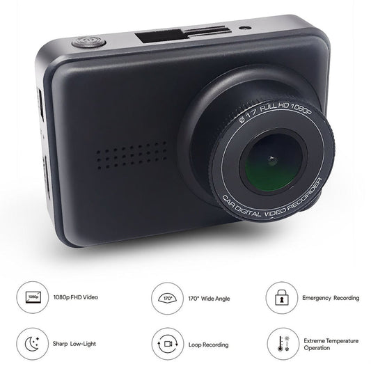 Dash Cam DVR Cam Telecamera per Auto 1080P Alta Risoluzione HD, Grandangolo 165°, Registrazione di Guida DVR con Visione Notturna G-sensor