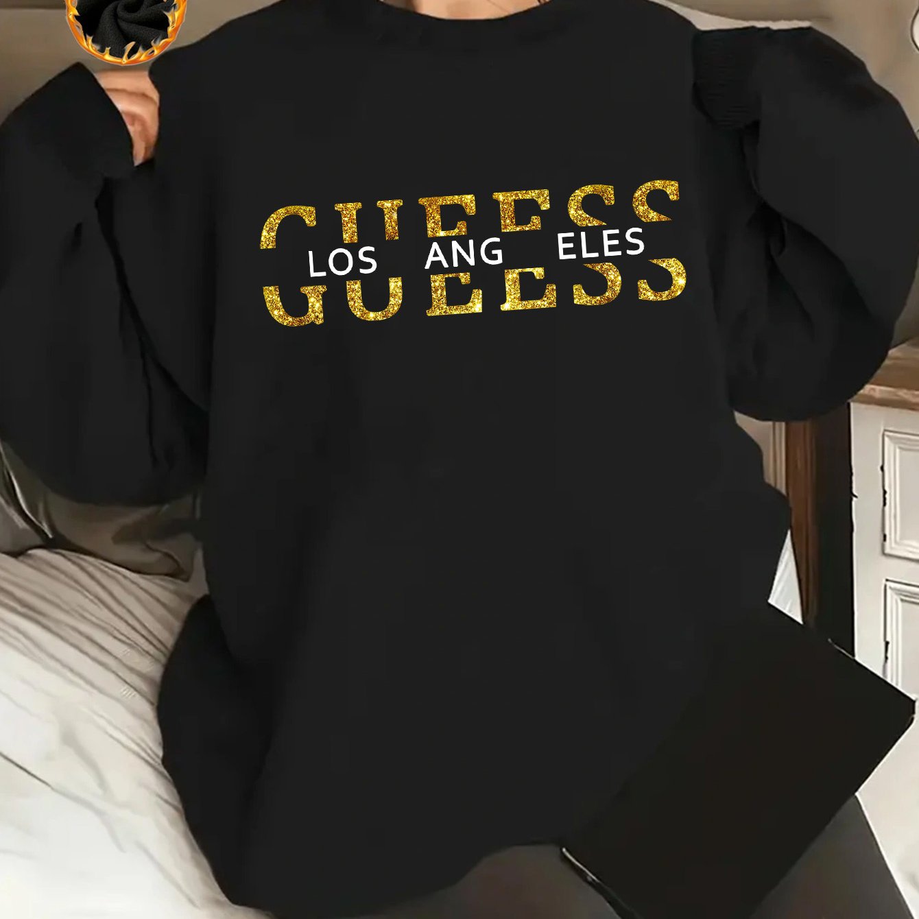 Print Y2K-Inspired Women's Fleece-Lined Pullover Sweatshirt with MIAO Graphic Print - Casual Long Sleeve Crew Neck Top, Machine Washable