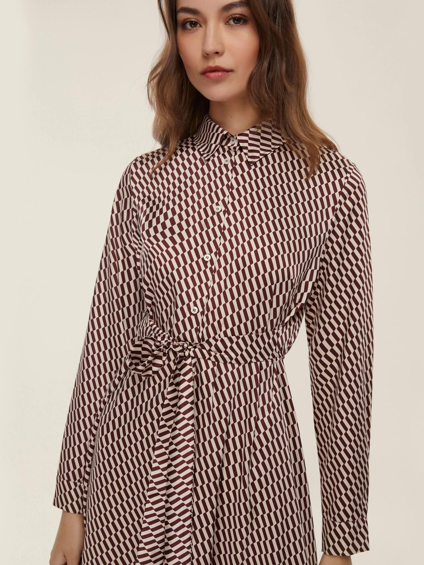 Emme Marella Abito in twill stampato Donna Comma Bordeaux