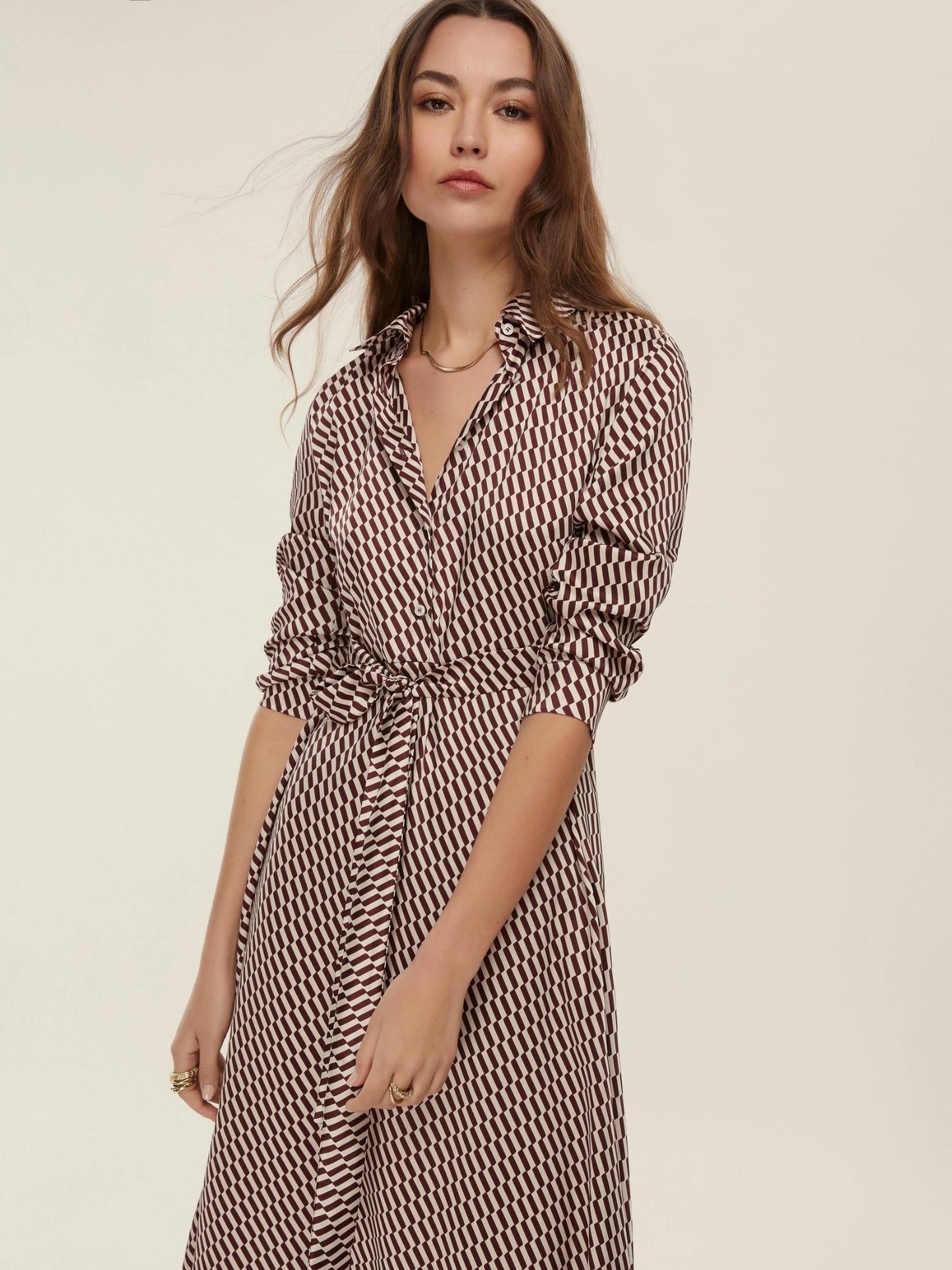 Emme Marella Abito in twill stampato Donna Comma Bordeaux