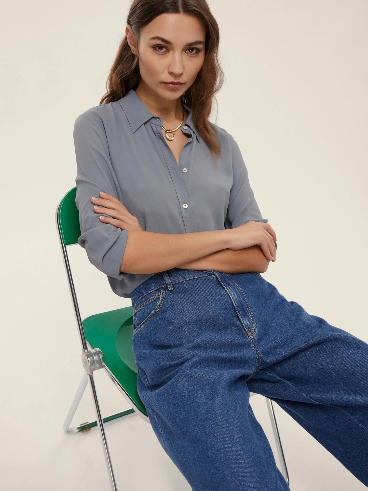 Emme Marella Camicia in misto seta Donna Carice Carta da zucchero