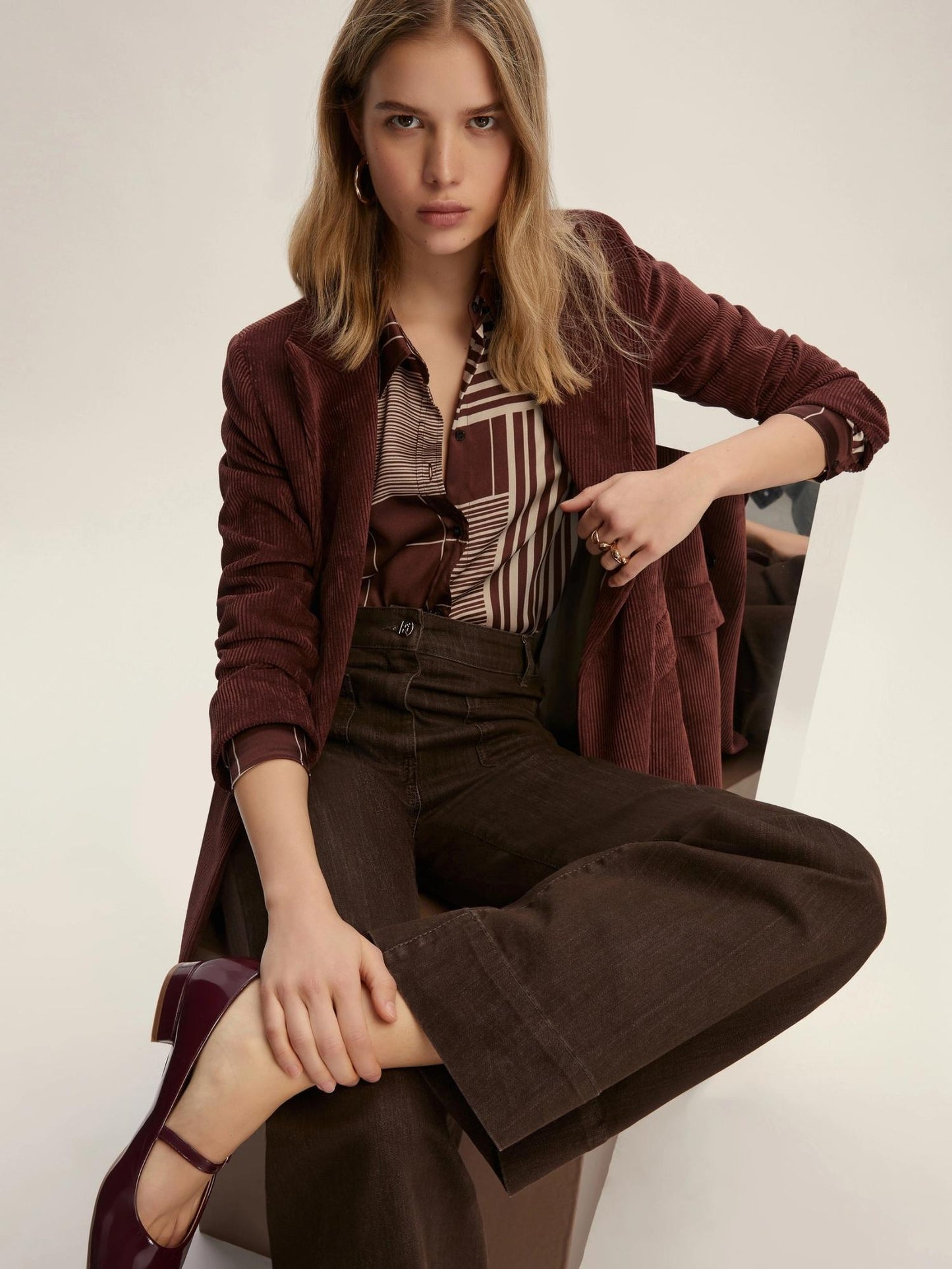 Emme Marella Camicia semi aderente in twill Donna Biagio Bordeaux