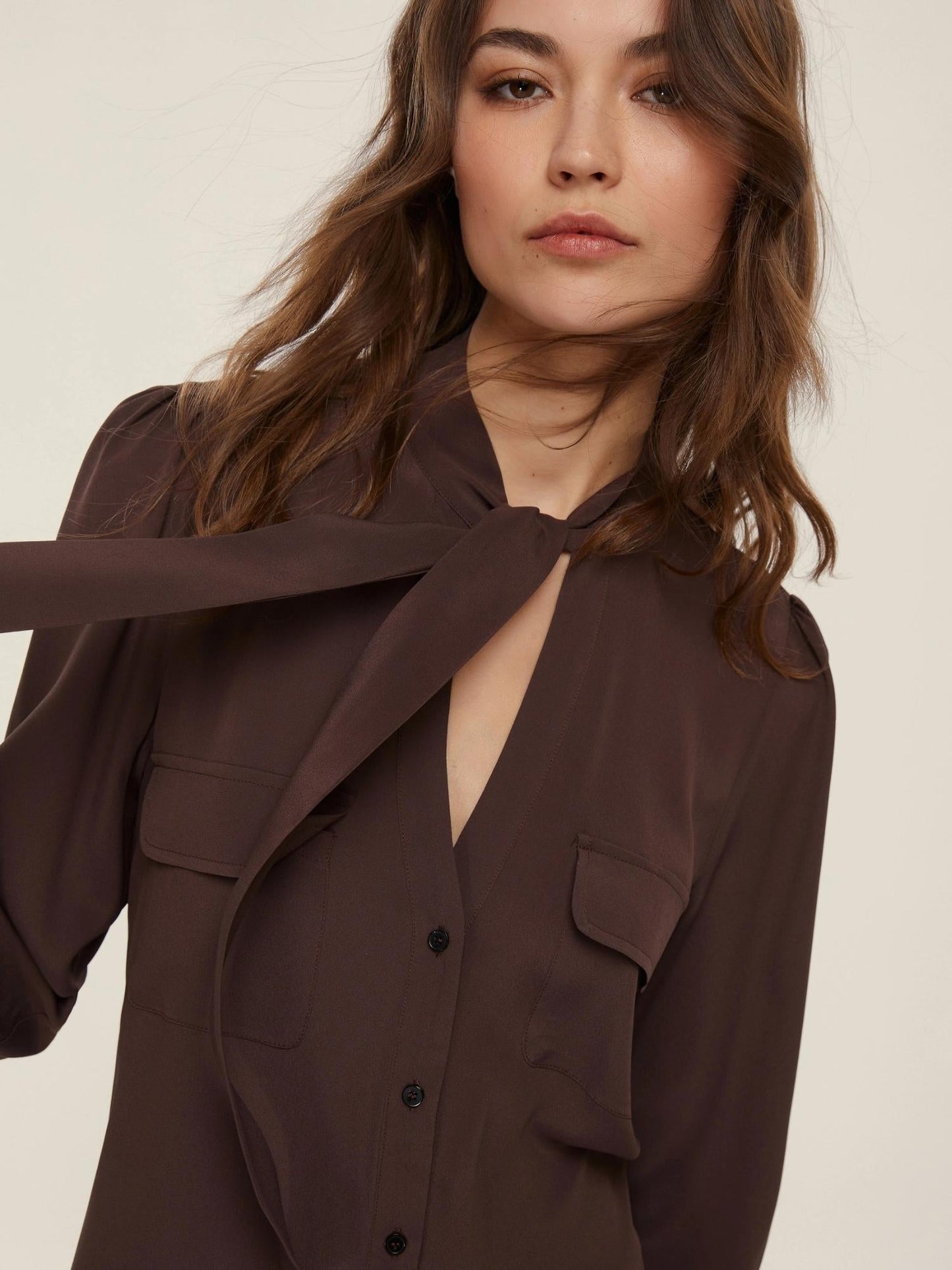 Emme Marella Camicia sfiancata in misto seta Donna Alibi Testa di moro