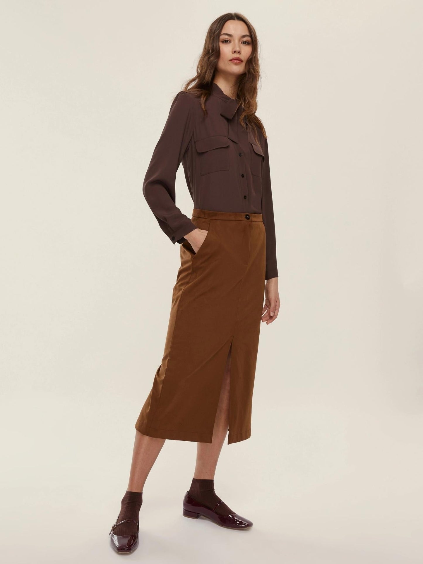 Emme Marella Camicia sfiancata in misto seta Donna Alibi Testa di moro