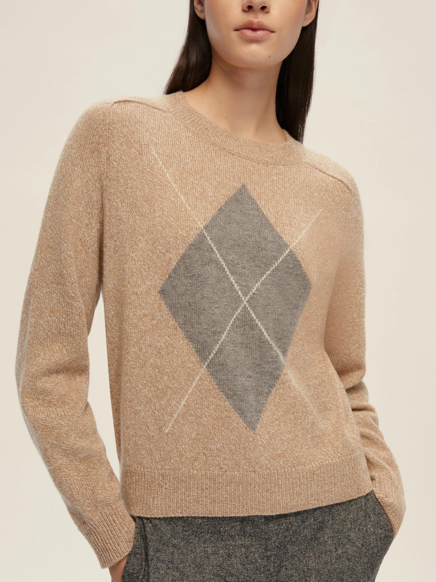 Emme Marella Maglia boxy con filo di lurex Donna Novella Cammello