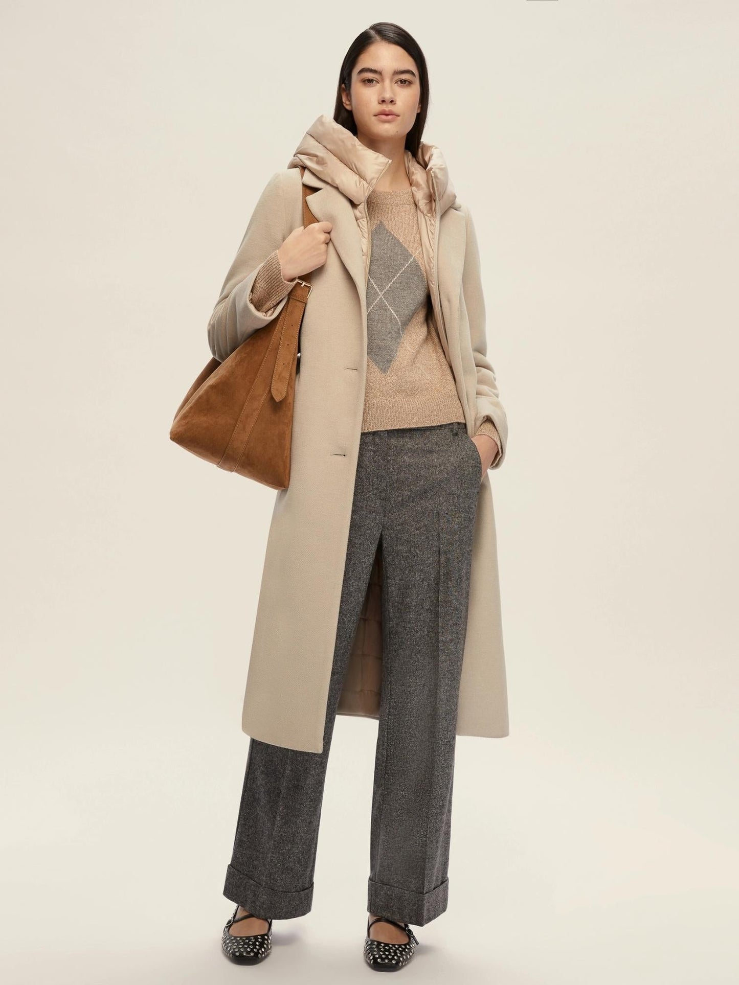 Emme Marella Maglia boxy con filo di lurex Donna Novella Cammello