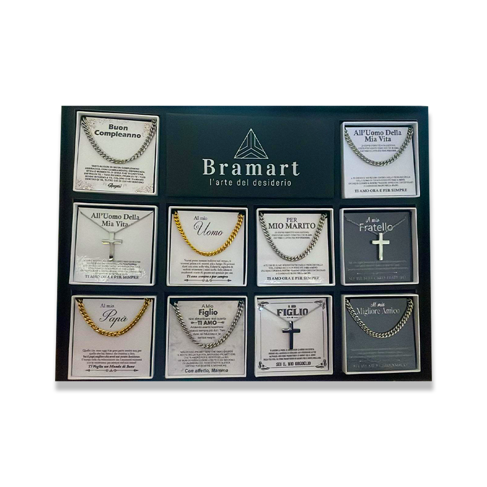 Espositore da Banco in Cartone Rigido – Per 10 Gioielli con Dedica (Vendita al Dettaglio)