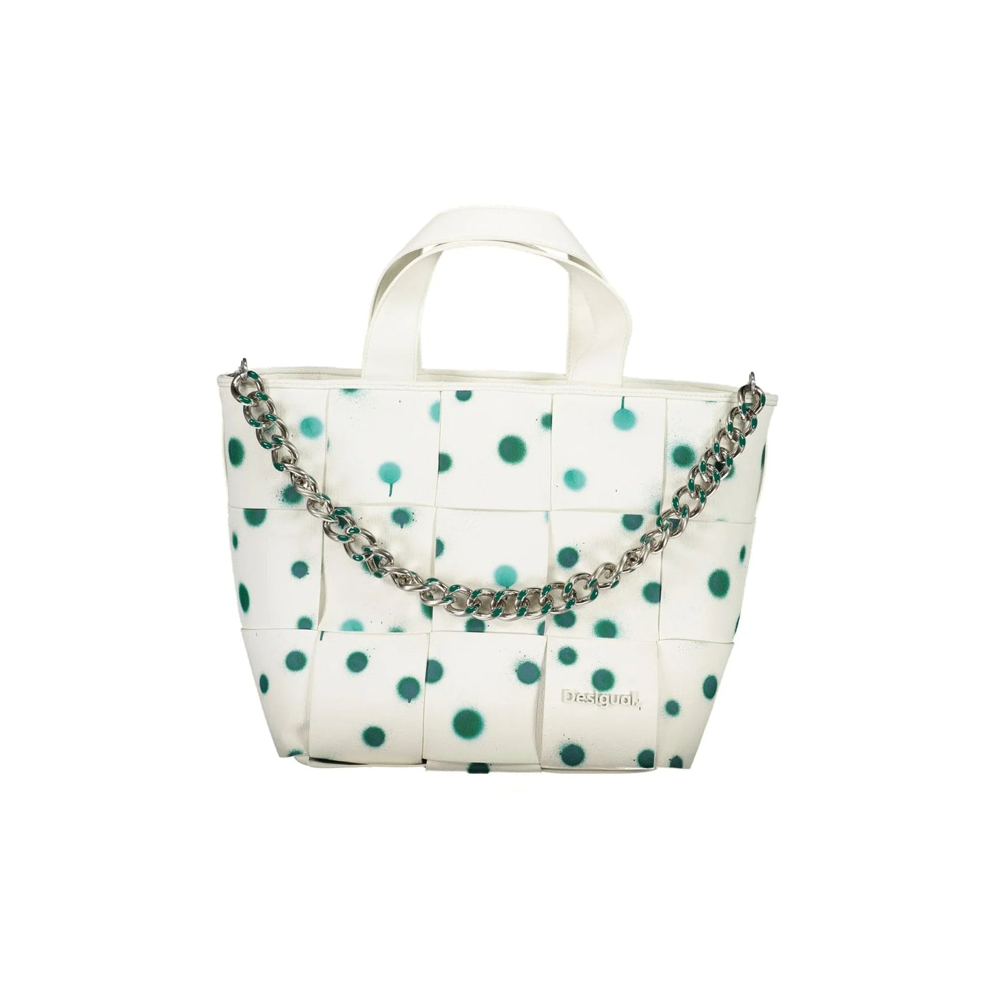 DESIGUAL Borsa Donna Bianca a Mano e Spalla con Tracolla Catena