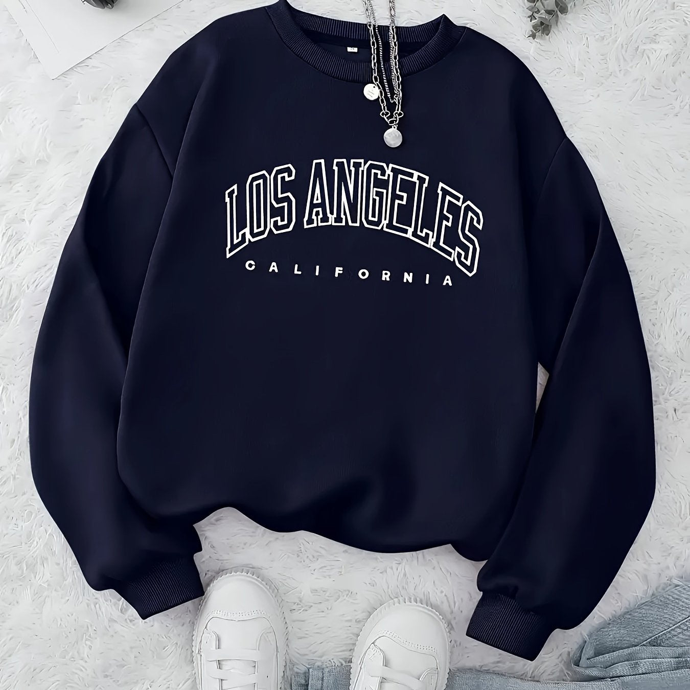 Letter Print Pullover Sweatshirt, Casual Long Sleeve Crew Neck Sweatshirt For Fall & Winter, Women's Clothing