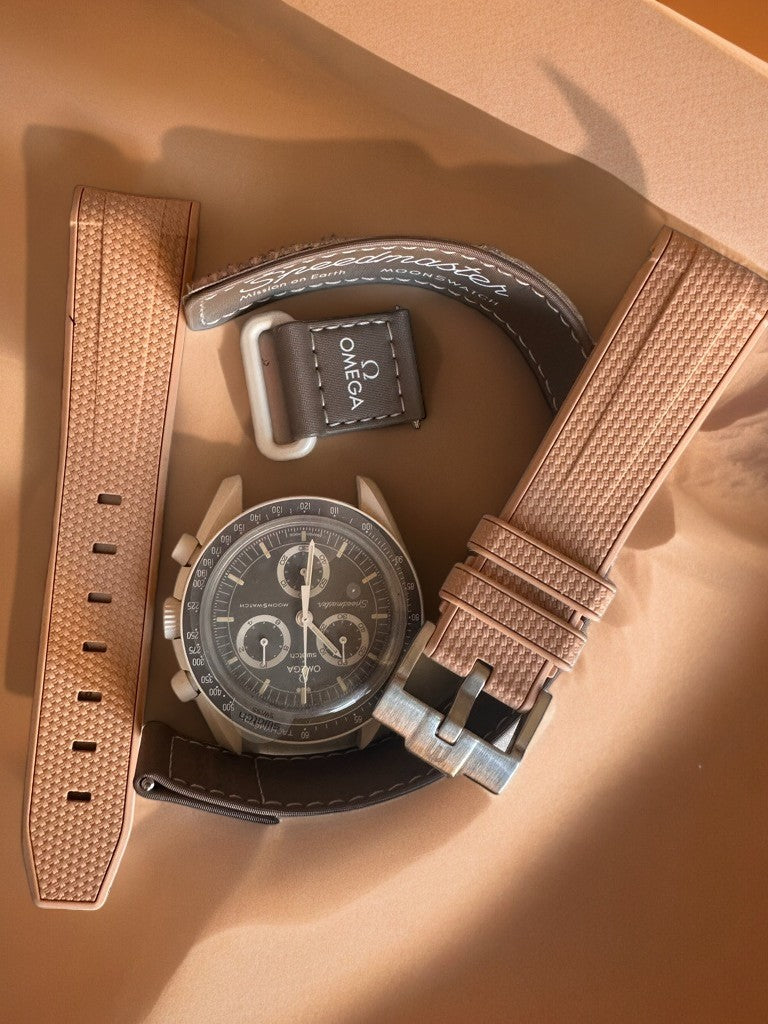 Cinturini silicone avvolgenti CARBON da 20mm per Omega x Swatch