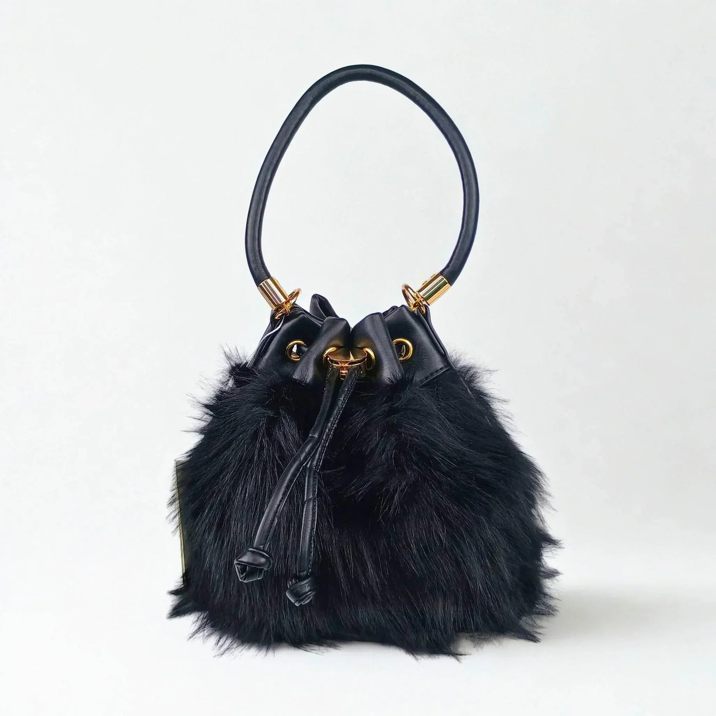 Faux Fur Bucket Bag with Shoulder Strap - MS-8394