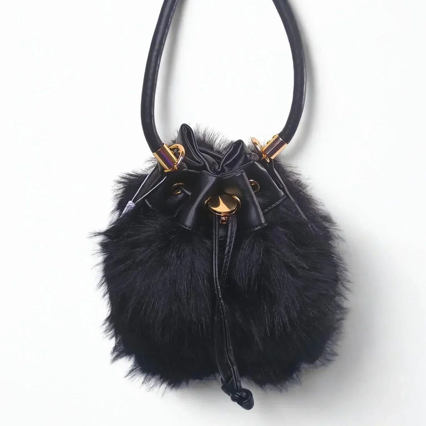 Faux Fur Bucket Bag with Shoulder Strap - MS-8394