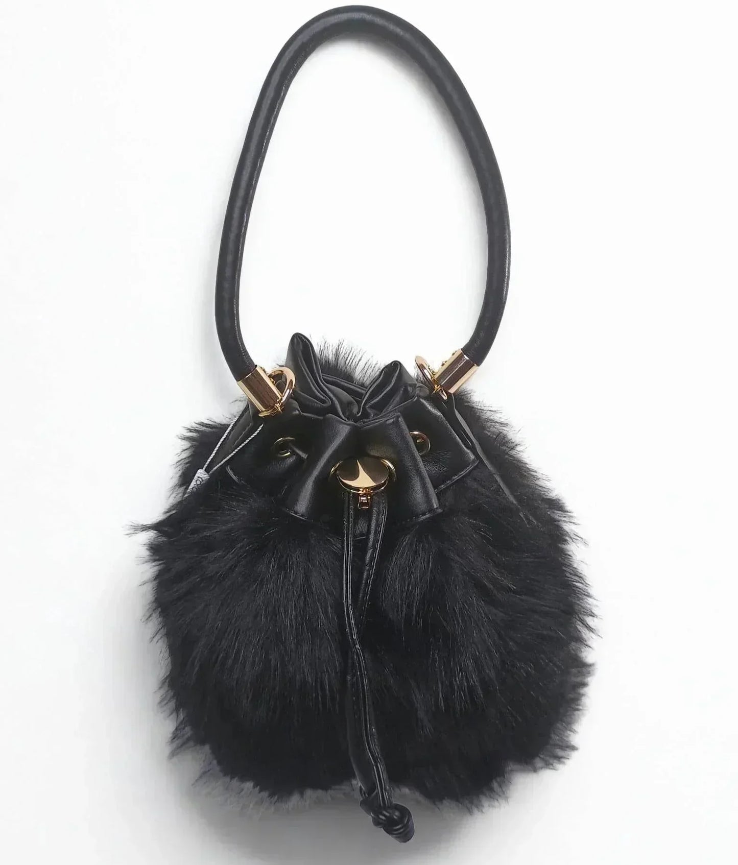 Faux Fur Bucket Bag with Shoulder Strap - MS-8394