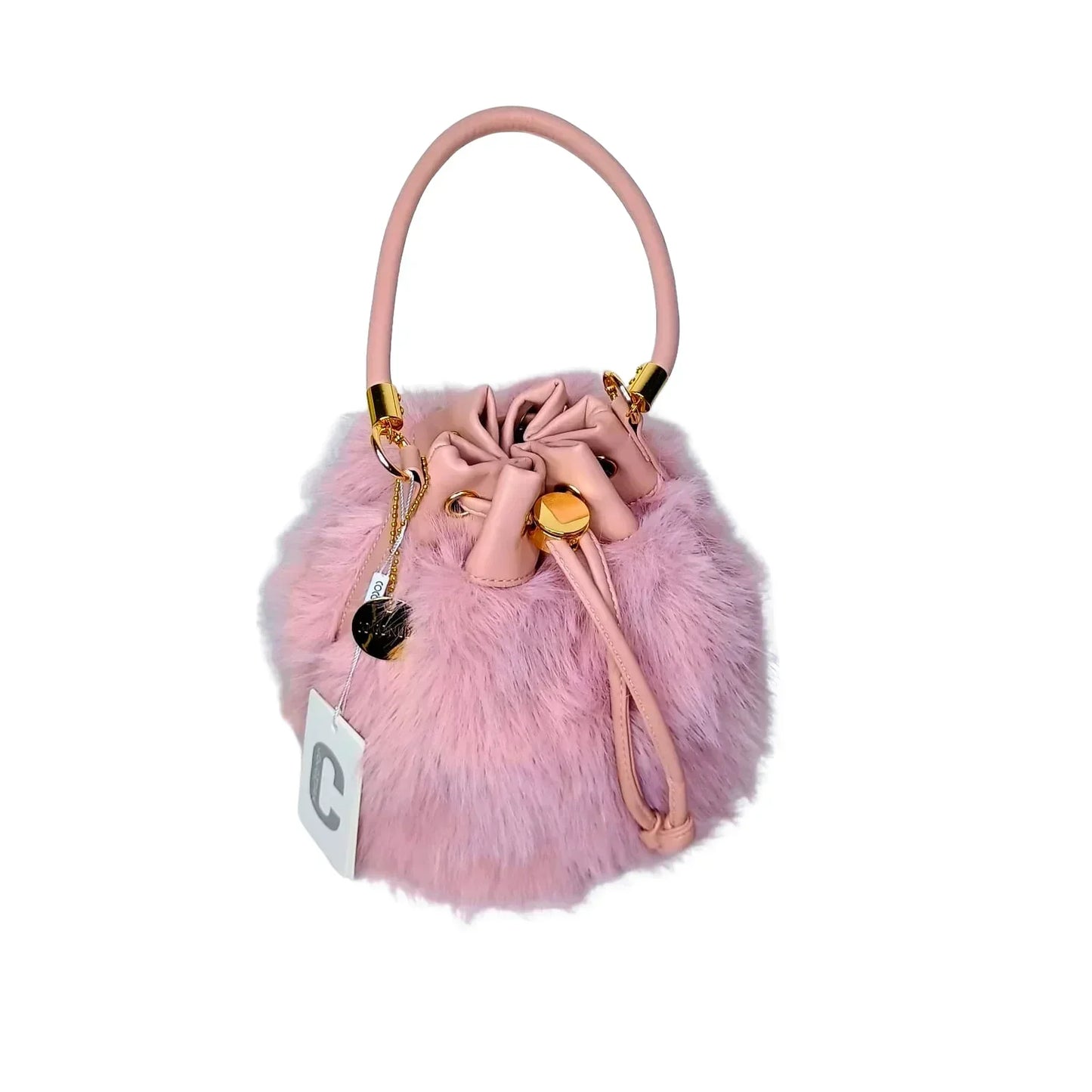 Faux Fur Bucket Bag with Shoulder Strap - MS-8394
