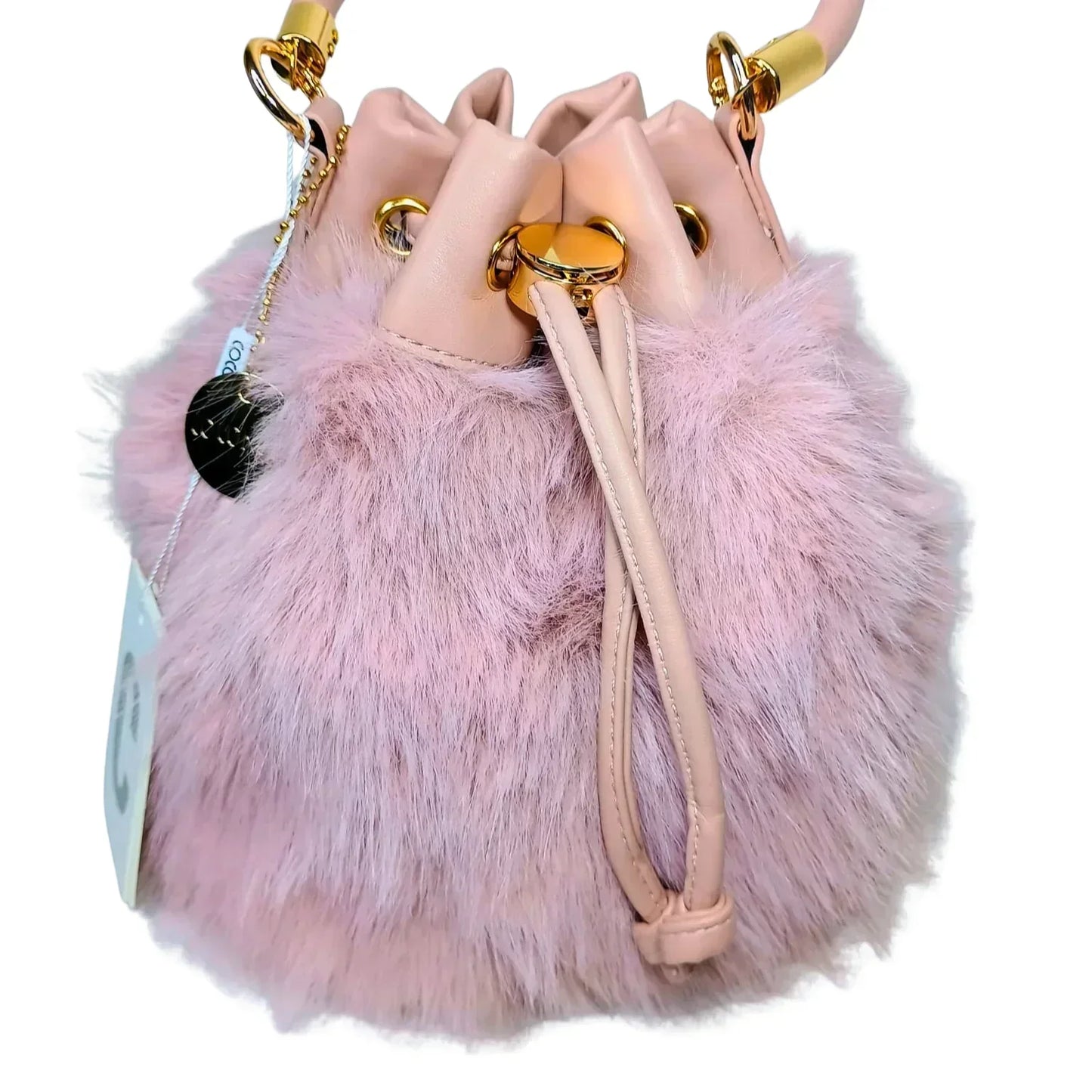 Faux Fur Bucket Bag with Shoulder Strap - MS-8394