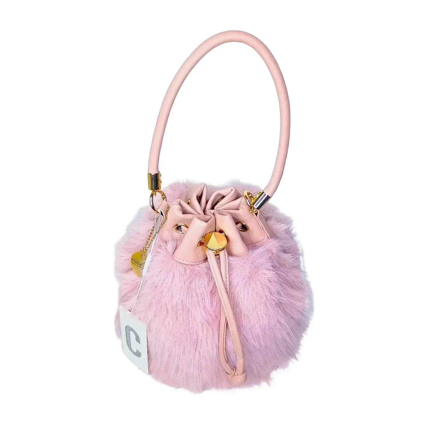 Faux Fur Bucket Bag with Shoulder Strap - MS-8394