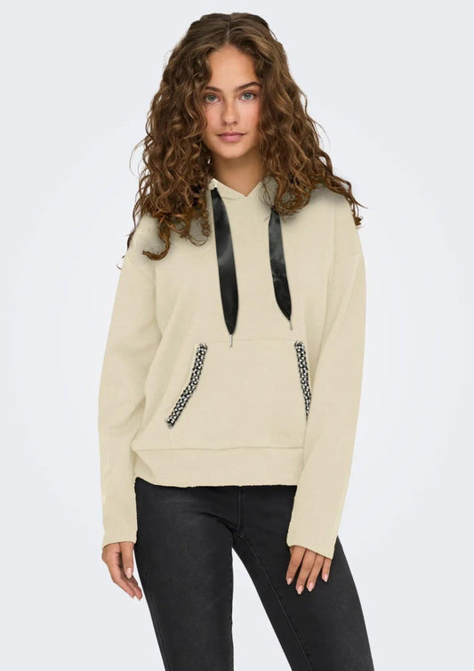 Only Felpa da donna con cappuccio Fancy Beige